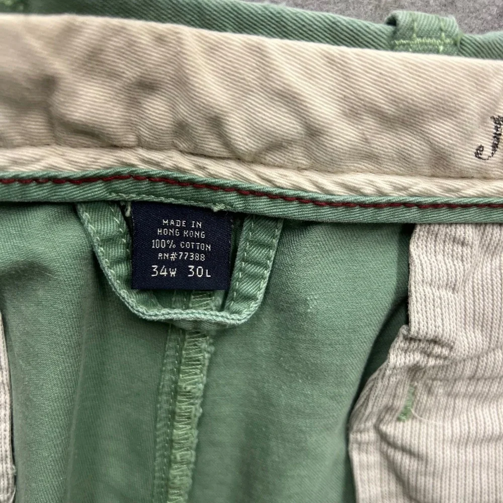 Vintage J.Crew Broken-In Chino Pants Mens 34x30 Sage Green Regular Fit Cotton